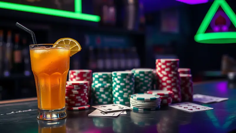 Cocktail d’été et jetons de casino — offres de juin