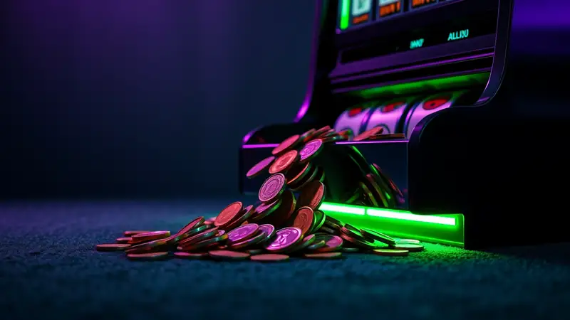 Pièces qui s’échappent d’une machine à sous — gains de mai